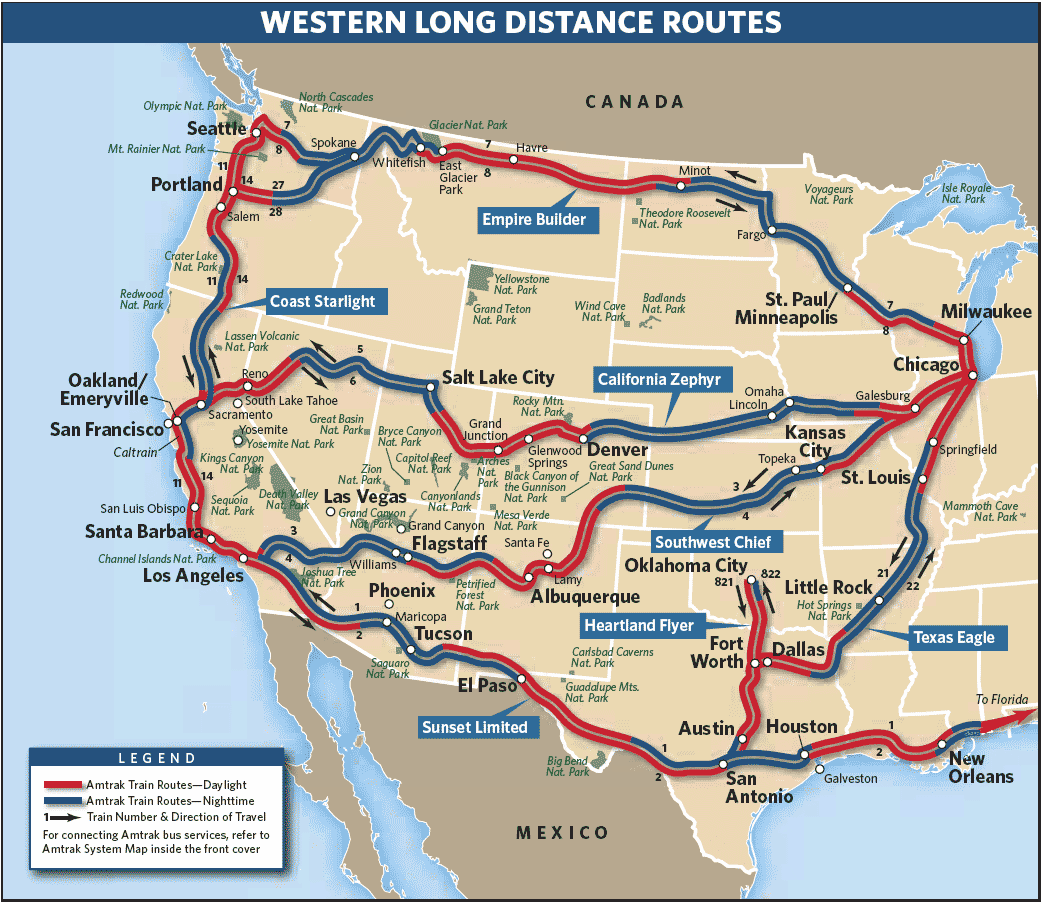 Great railways of the world Amtrak-route